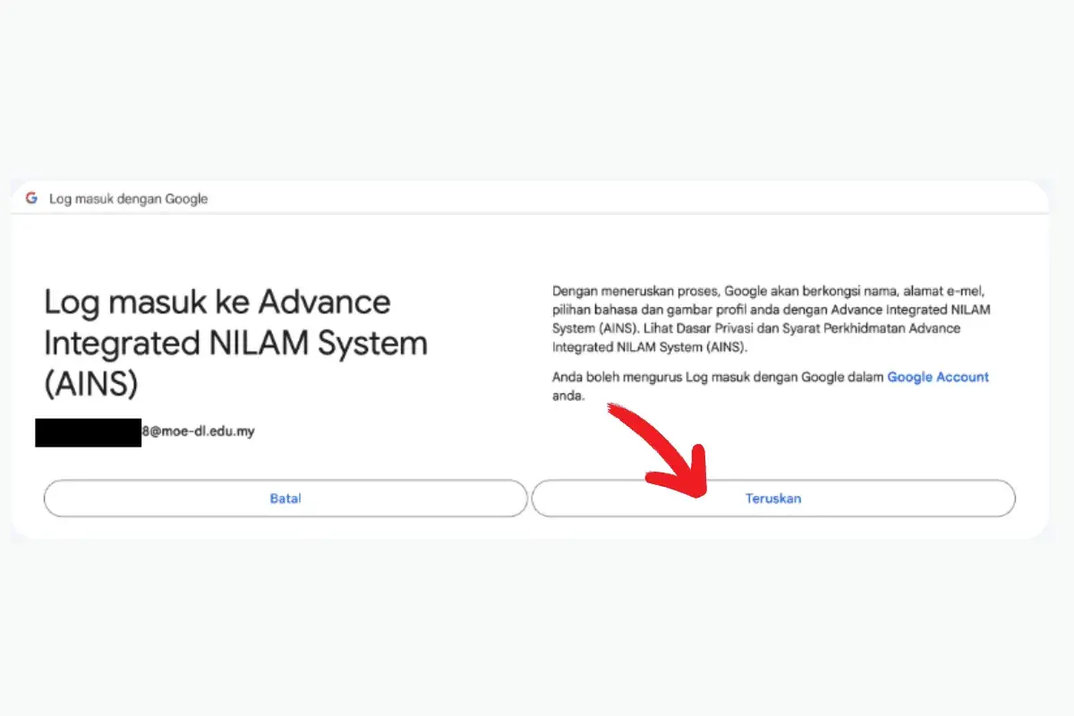 Log Masuk ke AINS NILAM